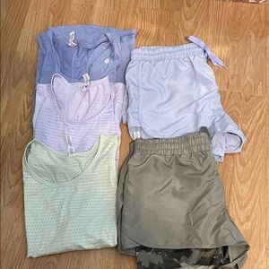 RBX Women's Athletic Shorts in Lavender and Khaki